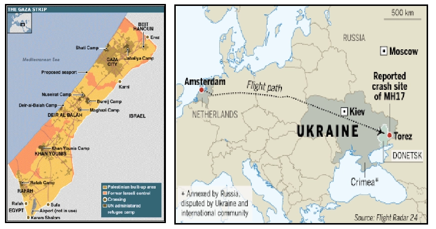 gaza and ukraine - map