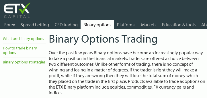 Etx binary options