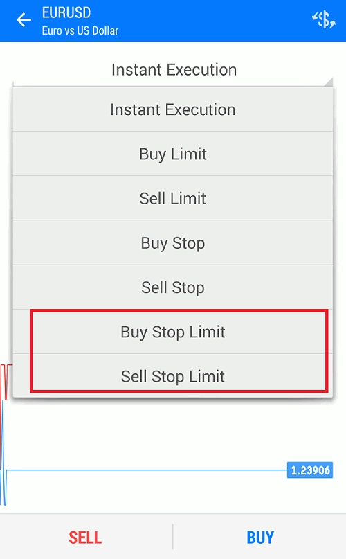 MT5 Mobile bisa menampilkan order stop limit