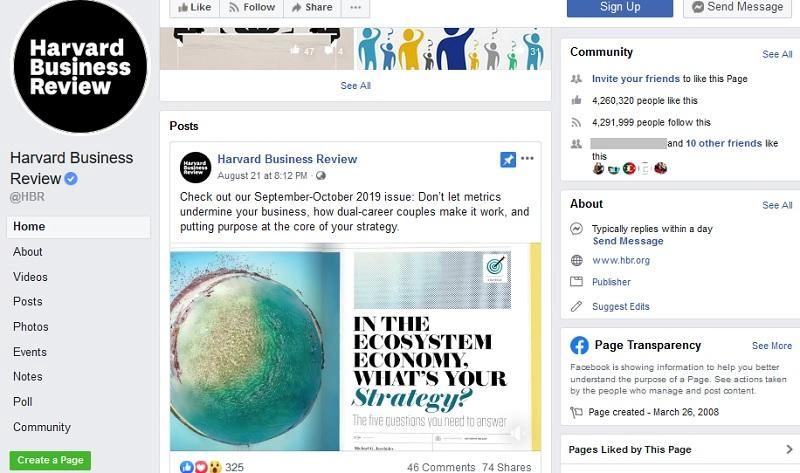 Akun Facebook Harvard Business Review